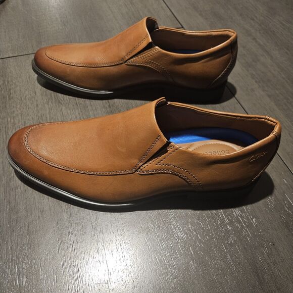 Clarks Whiddon Step Loafers Men's Size 11.5 M Dark Tan Leather Slip On Comfort - Picture 6 of 7